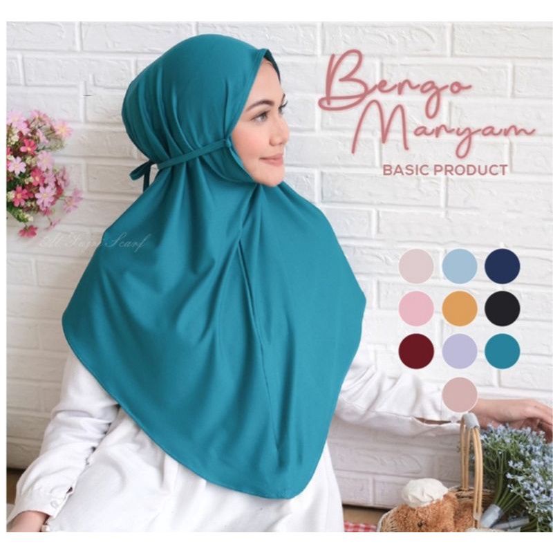 Kerudung Bergo Maryam Jersey Korea Size M/ Hijab Tali Belakang