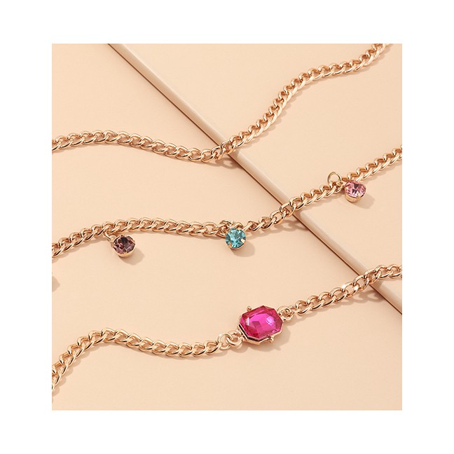 LRC Gelang Kaki Fashion Golden Geometric Chain Zircon Alloy K45827