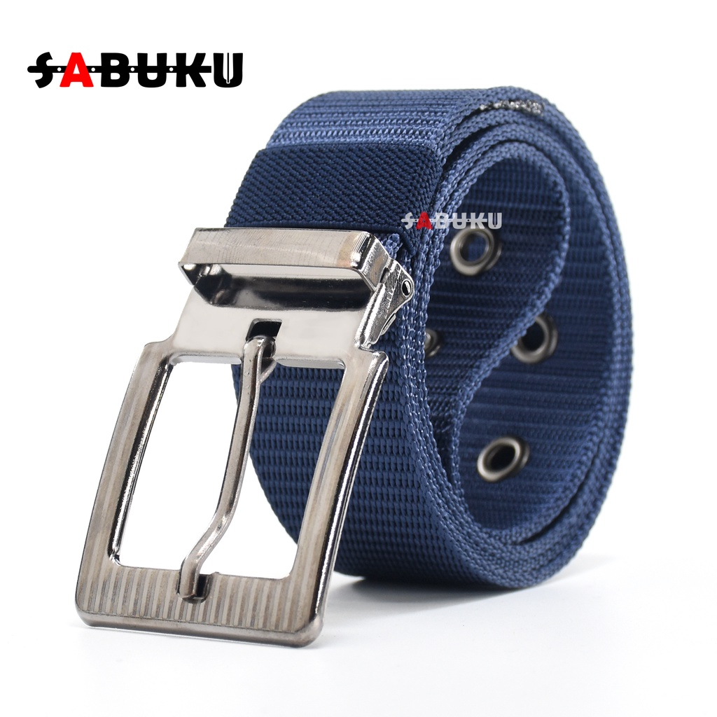 Ikat Pinggang Pria Canvas Sabuk Canvas Model Tusuk Kepala Stainles Nylon Kanvas Belt Gesper Pria - 245