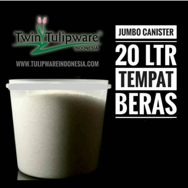 Jumbo Canister Tulipware Toples Plastik Anti Pecah Ember Besar Tempat Beras 20 liter Kerupuk Keripik