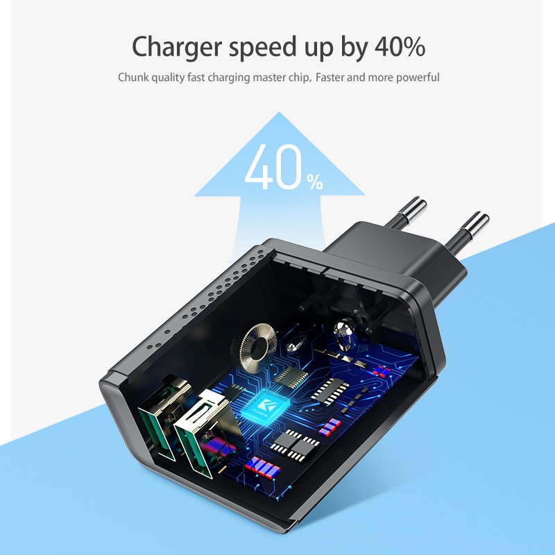 Floveme Charger USB Fast Charging 2 Port 2.4A - GC-08 - Black