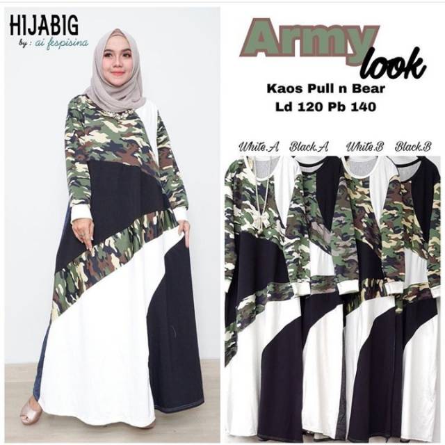 gamis army gamis wanita ootd militery