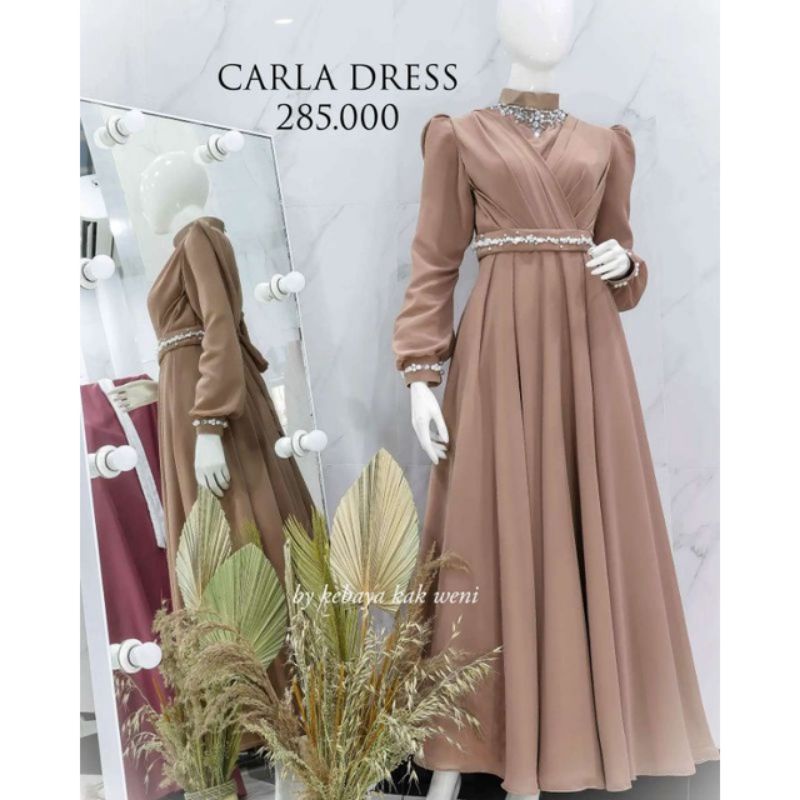 Carla dress/ gaun kondangan/gaun pengantin/gaun lamaran bisa req ukuran