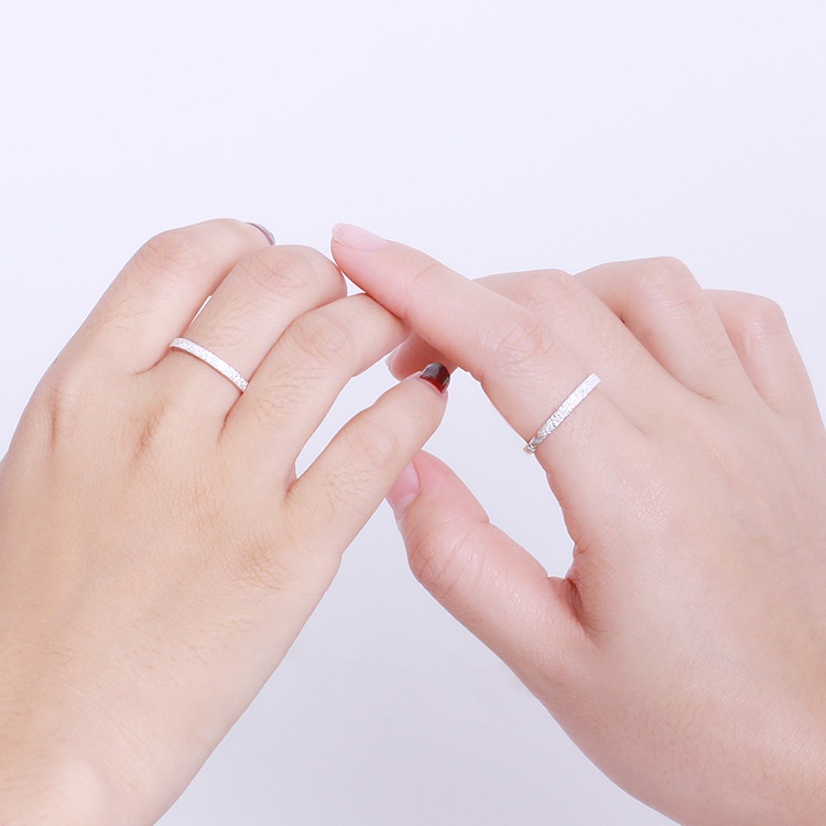 AZ252 Cincin Titanium 925 Silver Cincin Pasangan Buram Anti Karat