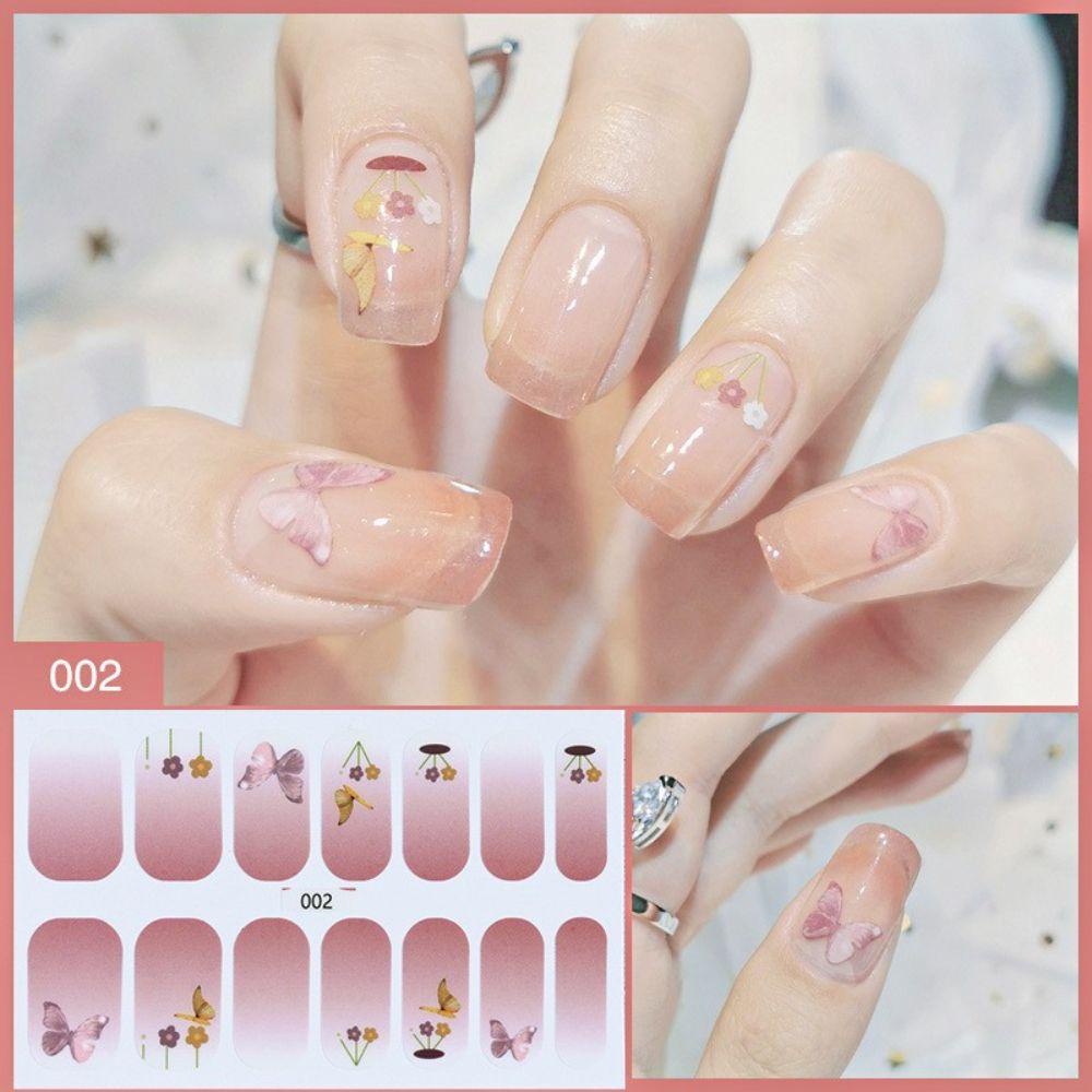 AUGUSTINA Agustina Self-Adhesive Stiker Kuku Kreatif Manis Kupu-Kupu Tahan Air Salon Kuku Nail Art Slider DIY Nail Decals