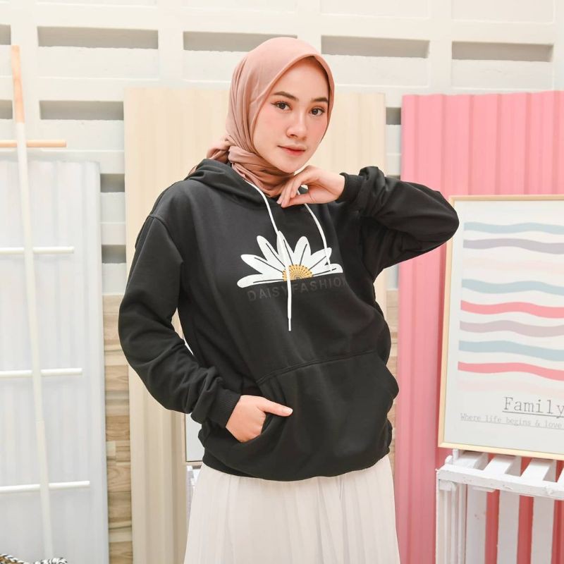 DAISY FASHION Sweater Hoodie Wanita Bahan Fleece-2
