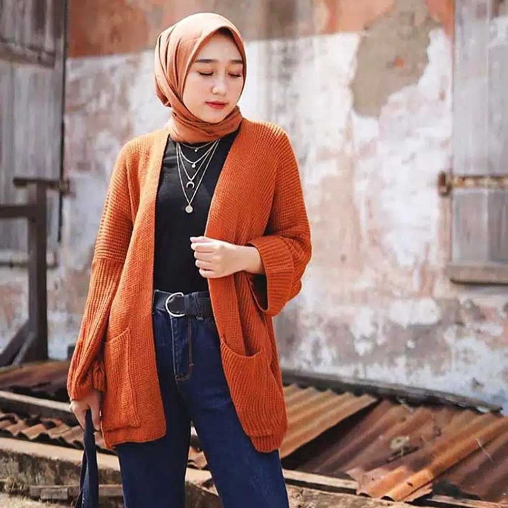 LOOCY CARDY Cardigan Rajut Oversized dan Normal Size - Kardigan Polos Wanita  Bahan Rajut