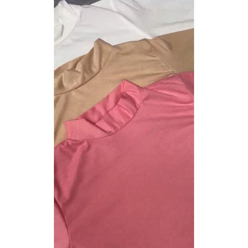 PROMO MANSET BADAN POLOS TEBAL ADEM TURTLENECK BAHAN KAOS TIDAK LICIN-PINK SALEM
