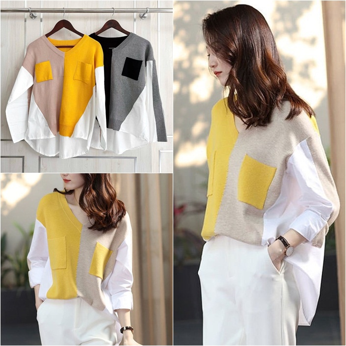 BLOUSE OVERSIZE KOREAN STYLE - FLORENZA TOP LENGAN PANJANG - KEMEJA CASUAL WANITA '