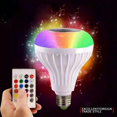 [ PLUS REMOTE ] Speaker Bluetooth + Lampu Warna Warni / Speaker Lampu Bohlam Bentuk Kristal 7 Warna / Bohlam Speaker LED