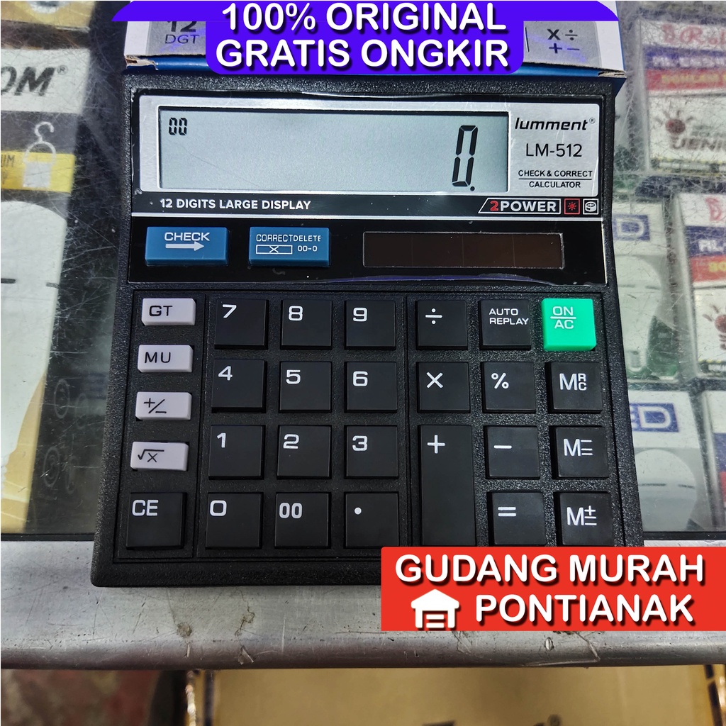 Kalkulator Lumment Besster Arashi 12 Digit Bisa Cek Ulang Layar Besar Auto Replay LM 512