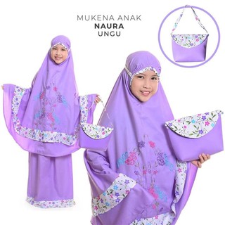 mukena karakter polos anak usia sd 8-10 tahun motif bunga