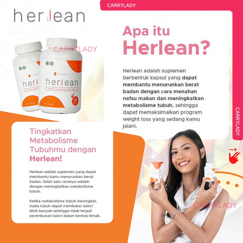 HERLEAN 1 BOX ISI 60 KAPSUL ORIGINAL PEMBAKAR LEMAK PENAHAN NAFSU MAKAN BY HERWELL HERVIBE HERSLIM