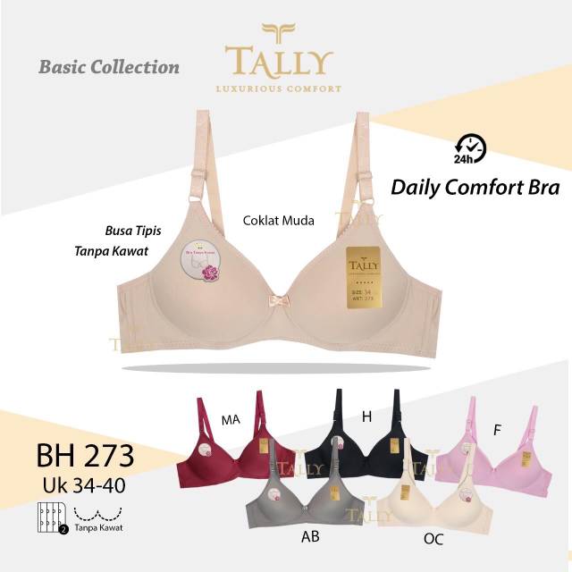 TALLY COMFORT BRA BH 273 | CUP B KECIL | TANPA KAWAT | BUSA TIPIS | 34-38