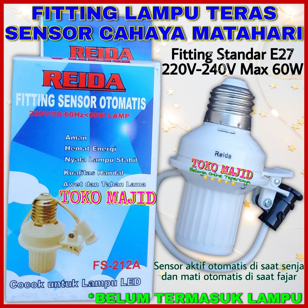 Reida Fitting Sensor Cahaya Otomatis Sinar Matahari untuk Lampu LED Teras Rumah Max 60W E27 220-240V