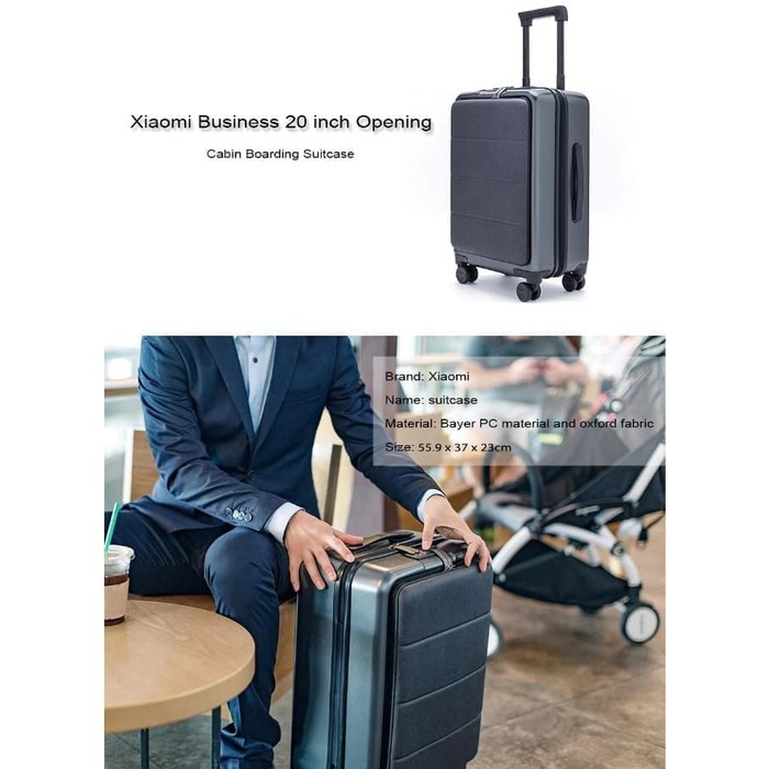 XIAOMI 90FUN Tas Koper Bisnis 20 inch Travel Trip Business Suitcase - Titanium Grey