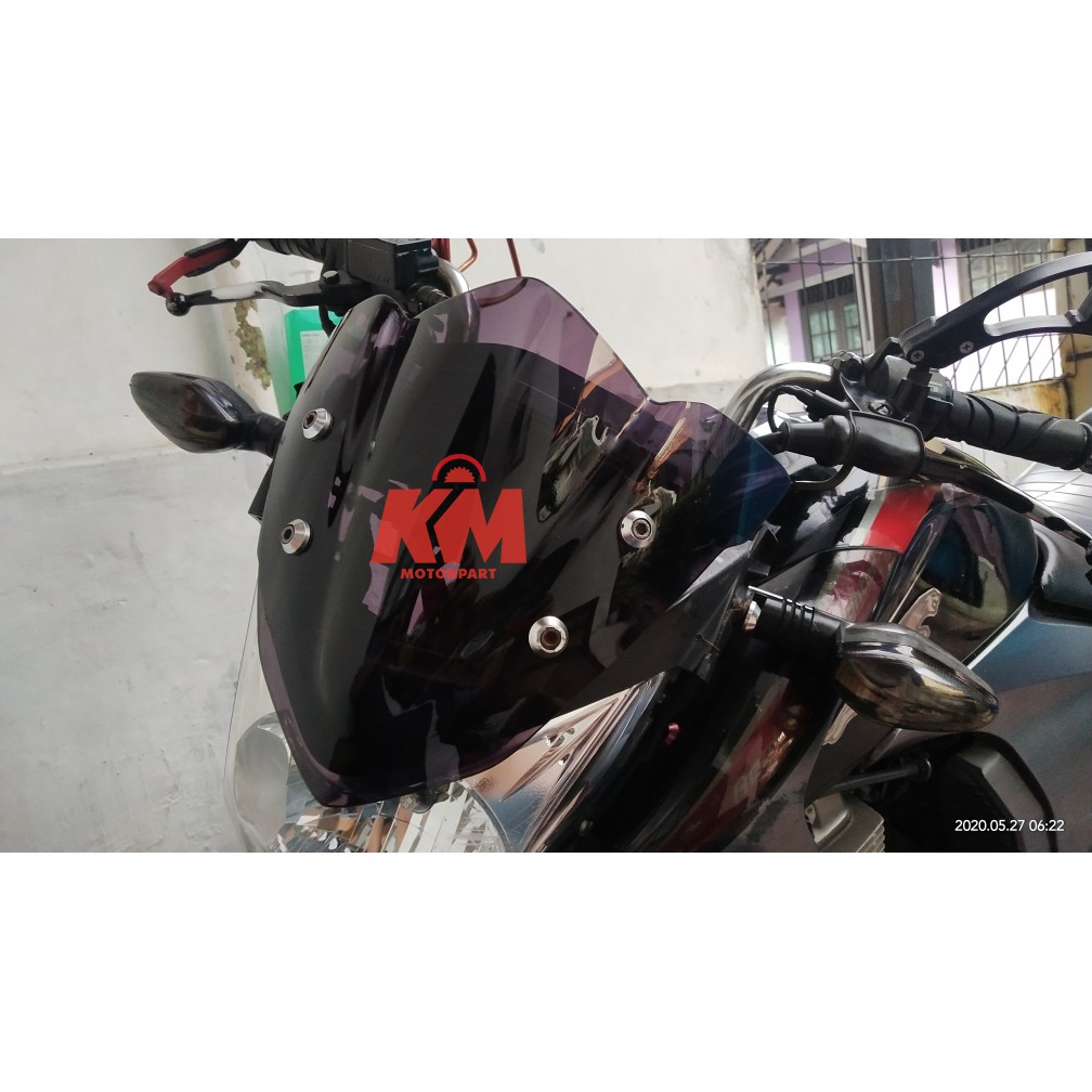 Visor Windshield Kawasaki Ninja R Variasi Hitam Bening Tebal 3 mm Bahan Kaca Mika Akrilik Ninja Kr