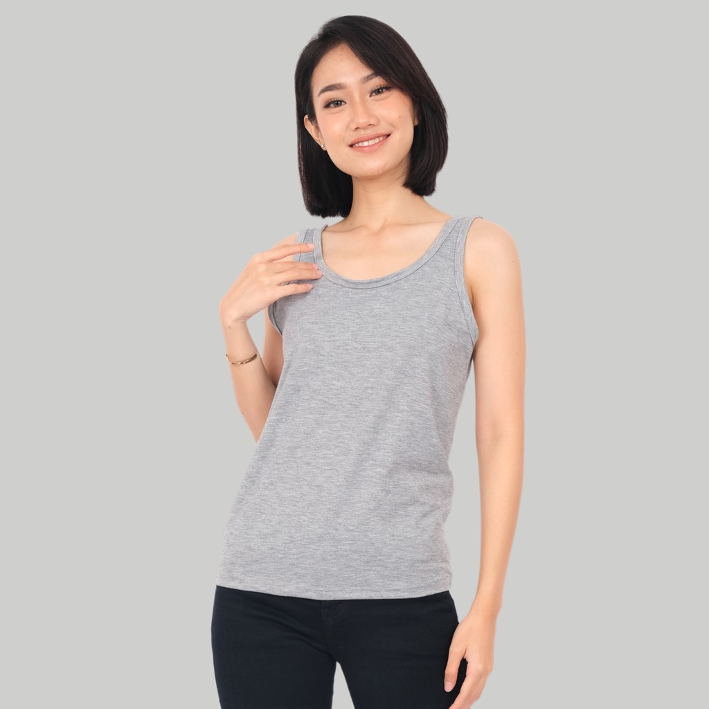 Monellina APRILA Tank Top Wanita Oversize Polos Singlet-ABU