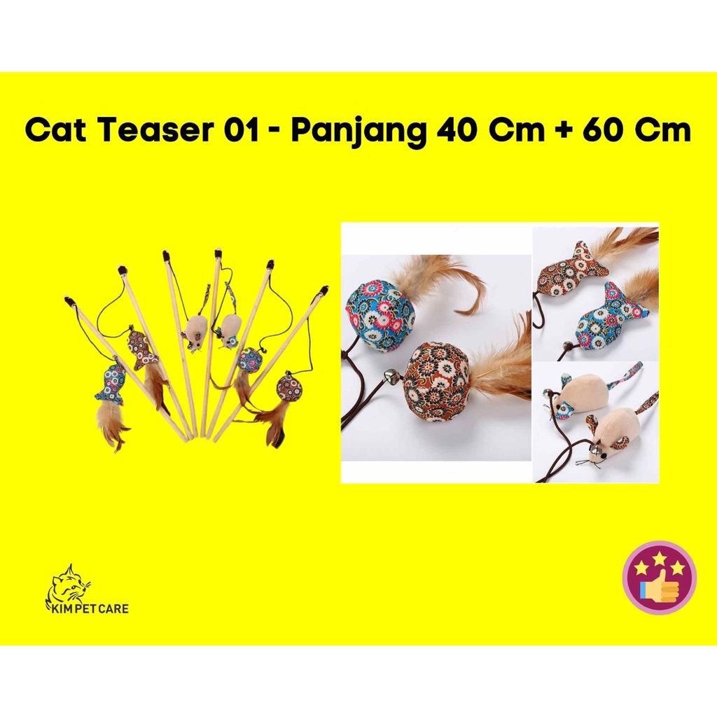 Cat Teaser Toy 01/Mainan Kayu Motif Batik untuk Kucing dan Anjing