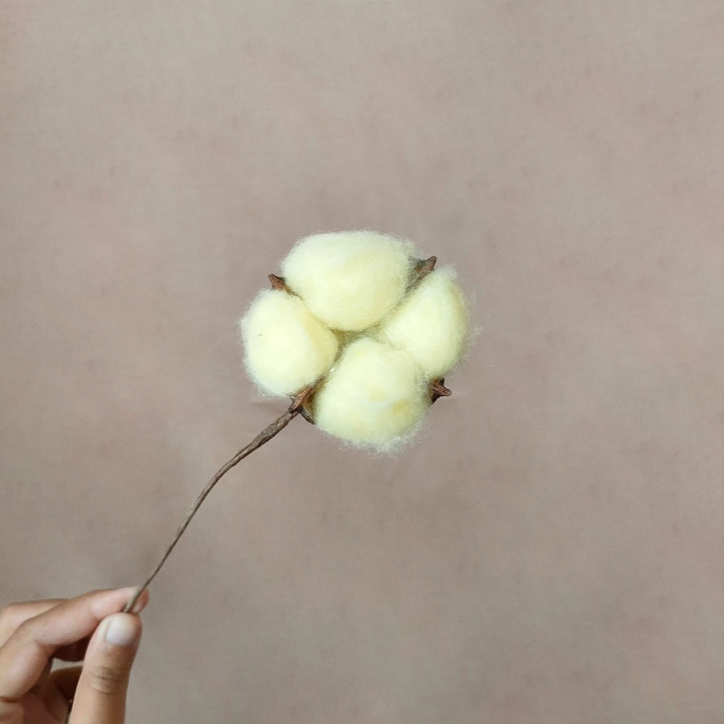 Artificial Cotton Single Stem Flower Bunga kapas Pajangan Hiasan Dekorasi Rumah