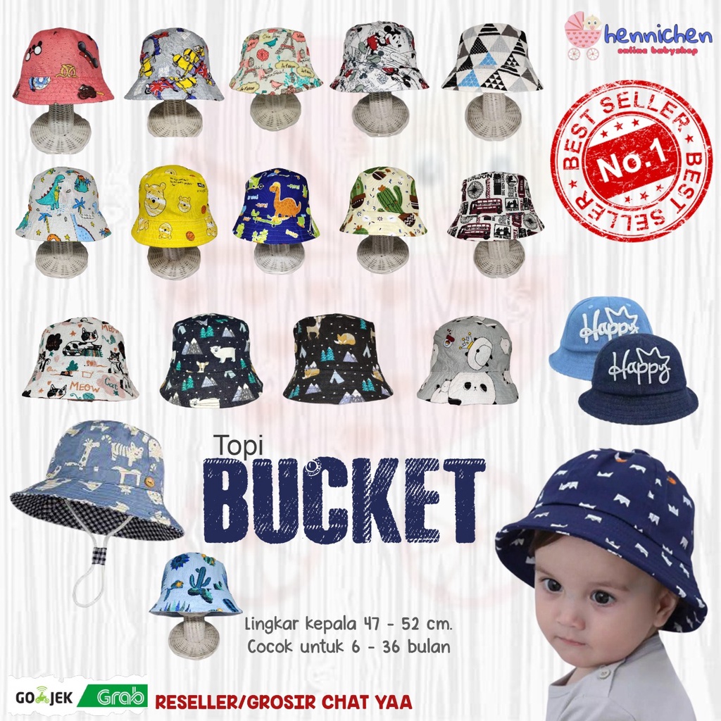 BUCKET HAT ANAK TERLARIS Topi bucket Happy Jeans Bucket Hat / Topi Bayi / Topi Anak