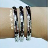 (COD)Gelang tangan Bangkok perak asli 925 remaja &amp; dewasa diameter 6 cm model ukir kilau/Silver 925 lapisan emas putih murni!!!