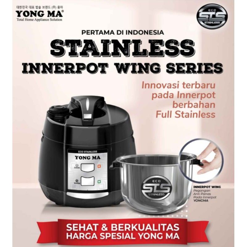 Magic Com Yong Ma Stainless 2 Liter SMC-4053 | Rice Cooker YongMa SMC4053 | Penanak Nasi
