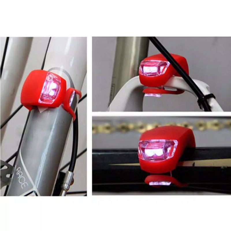 Laristerus79 LAMPU LED SEPEDA KODOK waterproof silikon depan belakang sepeda lampu laser sepedaa aaa