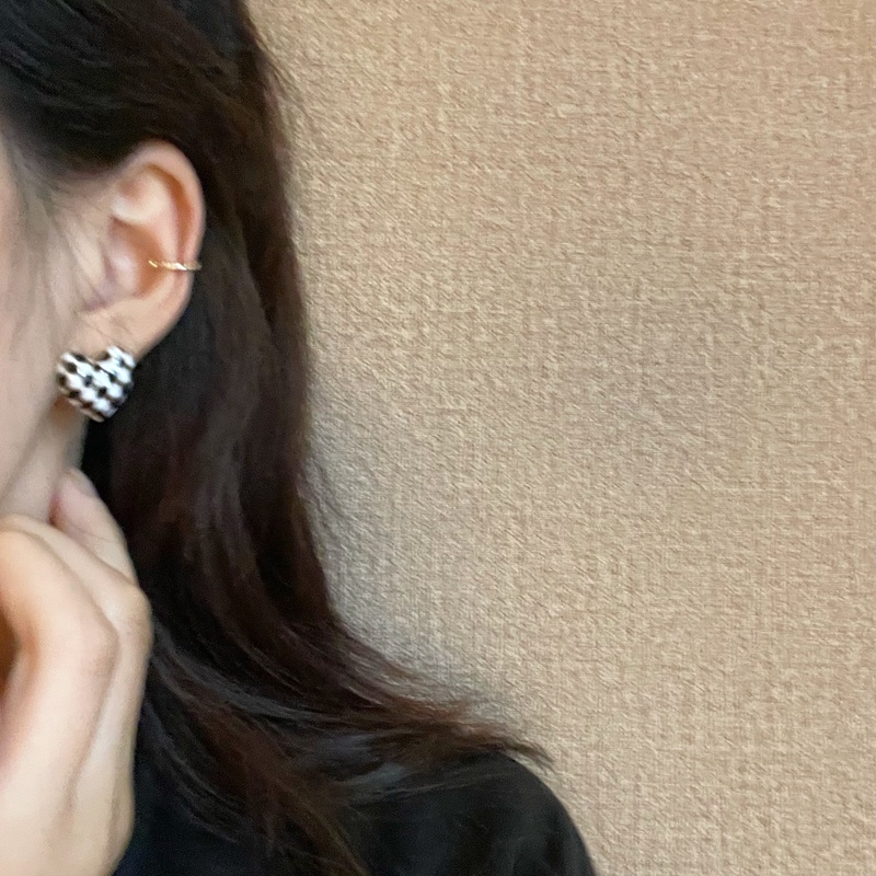 Anting Tusuk Gantung Desain Mosaik Hati Motif Kotak-Kotak Gaya vintage Untuk Wanita