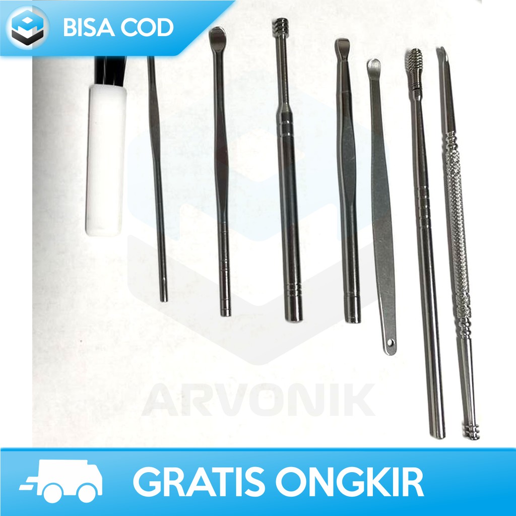 PAKET PEMBERSIH TELINGA BESI STAINLESS ORIGINAL BIUTTE.CO - KOREK KUPING BESI STAINLESS JC7 LENGKAP