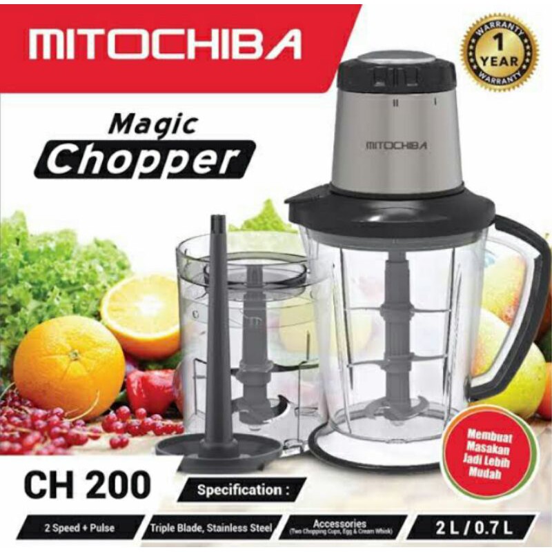 Mitochiba CH 200 Food Processor / Chopper / Blender / Penggiling Daging Bumbu Es Jus / Choper CH200