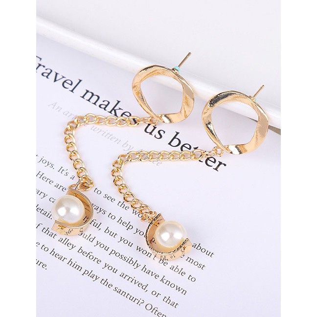 LRC Anting Tusuk Fashion Gold Color Pure Color Decorated Earrings