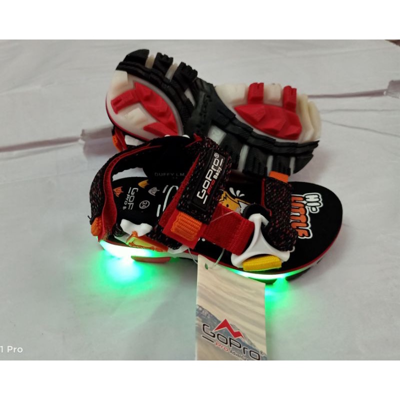 Sandal gunung GOPRO anak laki2 lampu LED ukuran 19-27