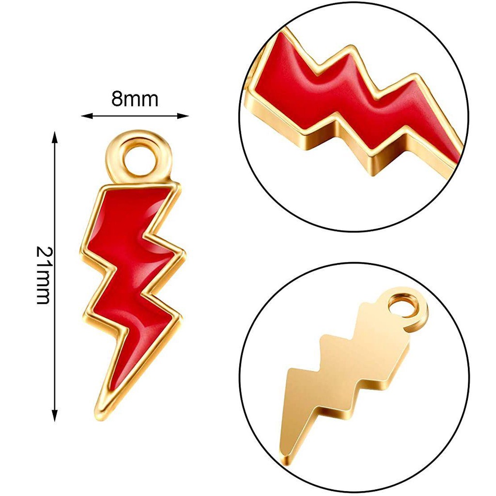 Lily 10PCS Liontin Petir Fashion Kalung Membuat Aksesoris DIY Enamel Charms