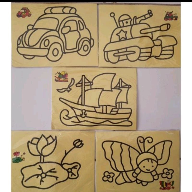 1pcs mewarnai gambar pasir lukis/ pasir pasiran gambar