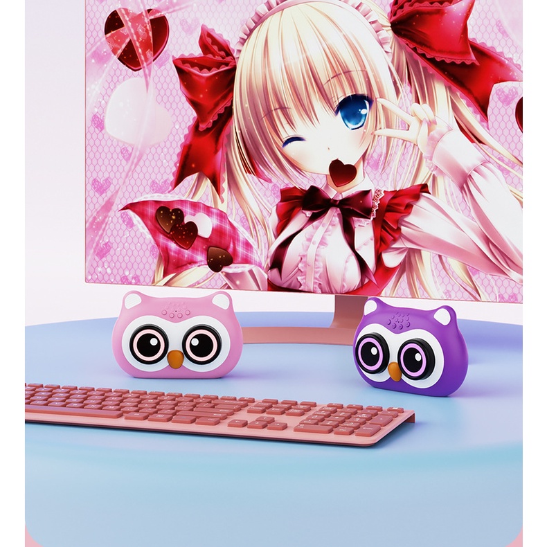 Owl bluetooth speaker kartun hewan peliharaan lucu mini audio speaker lentera LED