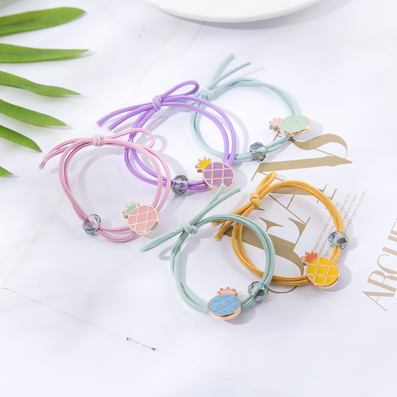 Cute Fruit Hair Tie Simple Round Bead High Elastic Rubber Band Hair Rope Hair Ring