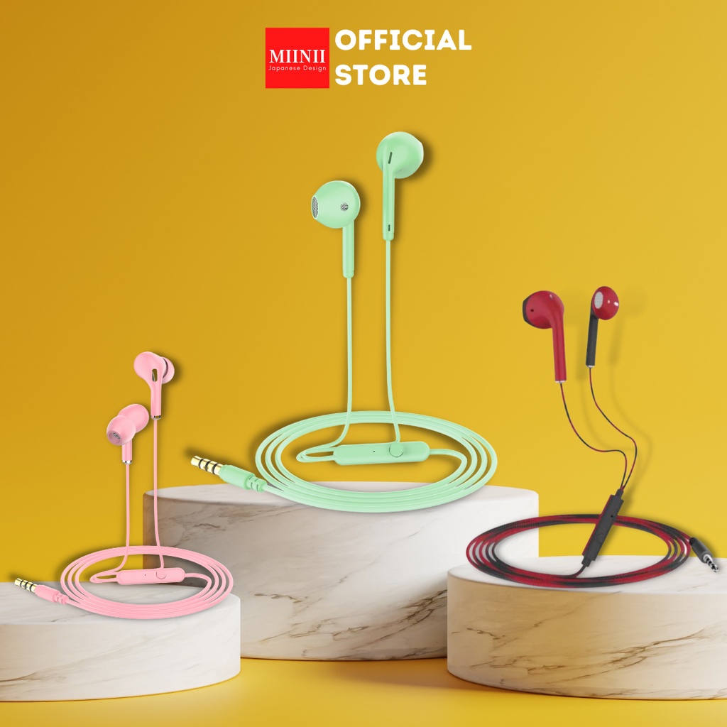 MIINII Headset Macaron U19/U24/U30 Earphone+Mic Hifi Extra Bass Mate Colour