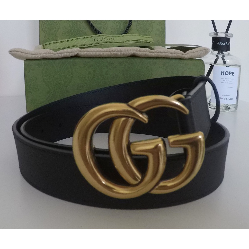 premium Leather belt with Double G buckle 30mm ikat pinggang