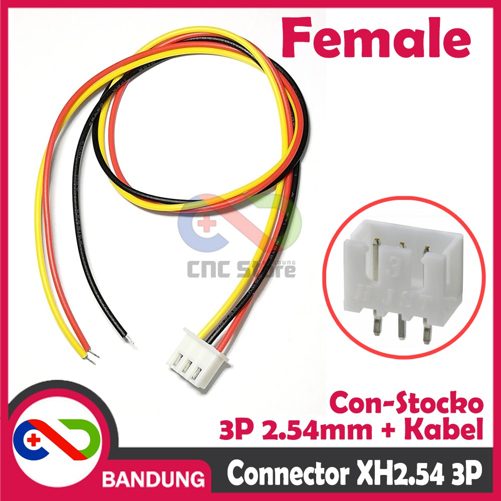 CONNECTOR XH2.54 3P PIN FEMALE 20CM CABLE JST 2.54MM SOCKET CONNECTOR STOCKO