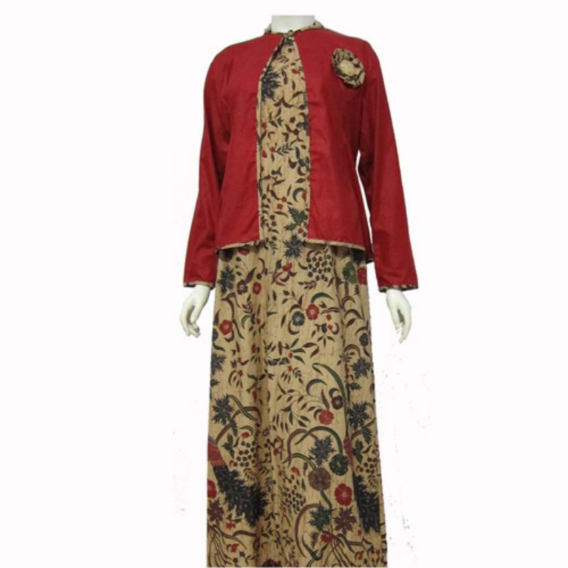 baju gamis batik with blazer 100% berkualitas