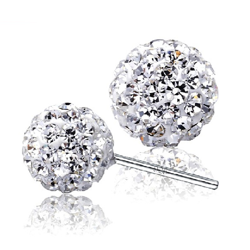 BTS-B48BD Tino-Tino Anting Wanita  Lingkaran Bulat Diamond Stud Earring Ball shape Titanium Silver/Anting Nagita Silver 925