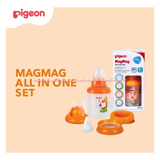 Pigeon Magmag All In One Set Tempat Minum Belajar Minum Untuk Bayi 3 Month Pigeon Mag Mag Mamag Pigen 1set 3+