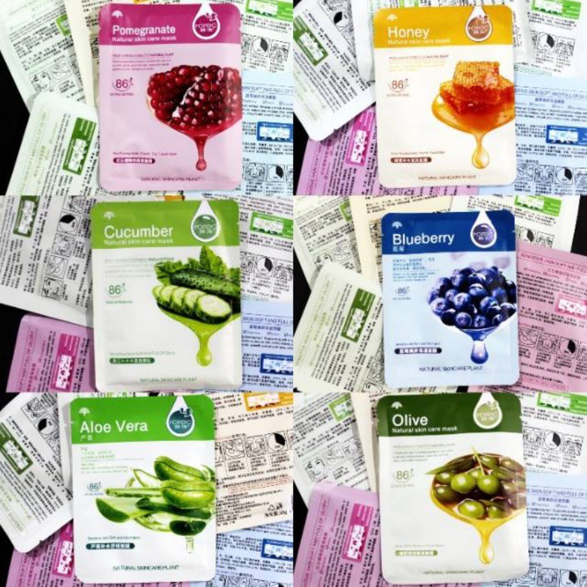 Masker Wajah HCHANA Blueberry Sheet Mask / Masker Muka HCHANA ROREC Blueberry Facial Sheet Mask Masker Wajah Organik Pemutih dan Glowing / Masker Organik Anti Komedo dan Jerawat / Masker Wajah Korea Murah Pria Wanita