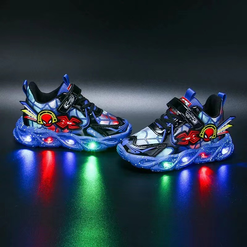 Spiderspy Sepatu With Led Anak Size 21-30 Usia 1-5 Tahun