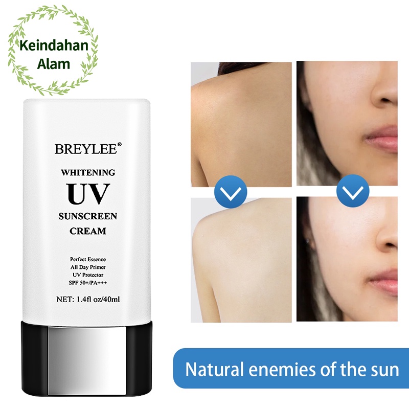 [Ori100%]BREYLEE UV Sunscreen Cream SPF50+  Krim Tabir Surya Pelindung Wajah Dari Sinar Matahari Anti-Aging Niacinamide Moisturize Brighten Waterproof Sunburn Skincare 40ml