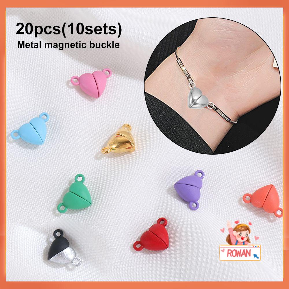 ROW 20pcs(10sets) Handmade Couple Bracelet Necklace Magnetic Buckle Connected Clasps Charms End Caps DIY Crafts Jewelry Findings Beads Love Heart/Multicolor