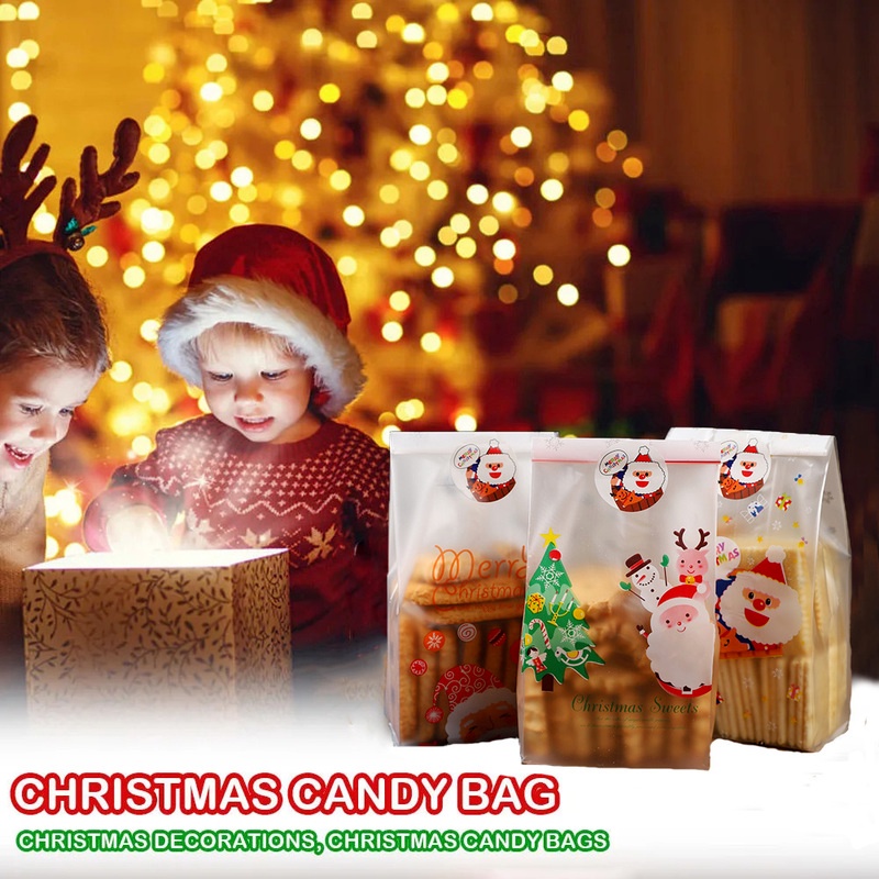 Cute Snowmen Santa Claus Xmas Tree Style Gift Bags/ Christmas Cookie Candy Biscuit Packaging Bag