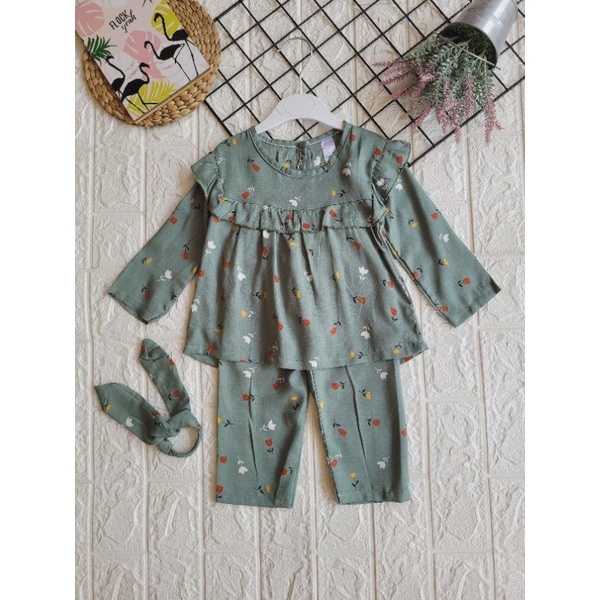 Baju Anak Bayi Perempuan Liliana || One Set Anak Perempuan || Setcel Anak Perempuan-Tulis Moss