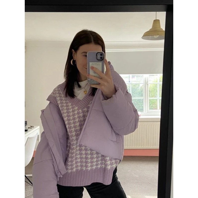 Jennie Vest knit / Houndstooth Vest Knit / Jennie Vest Rajut /  Rompi korea Rompi keren / Korean Vintage Knit-2